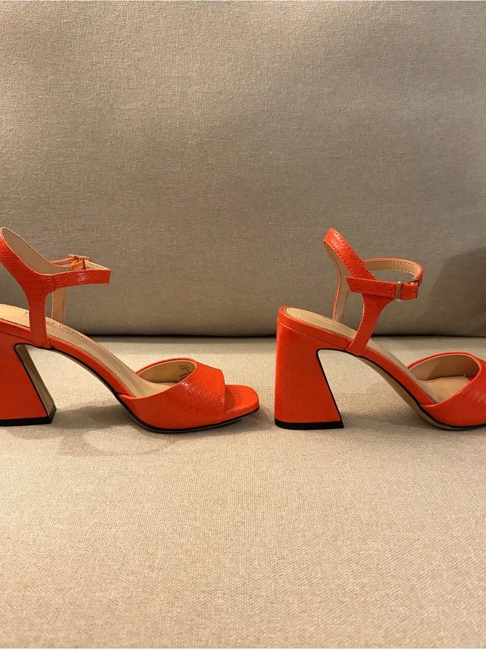 Michael Shannon Orange Croc-Embossed Open-Toe Ankle-Strap Sandals